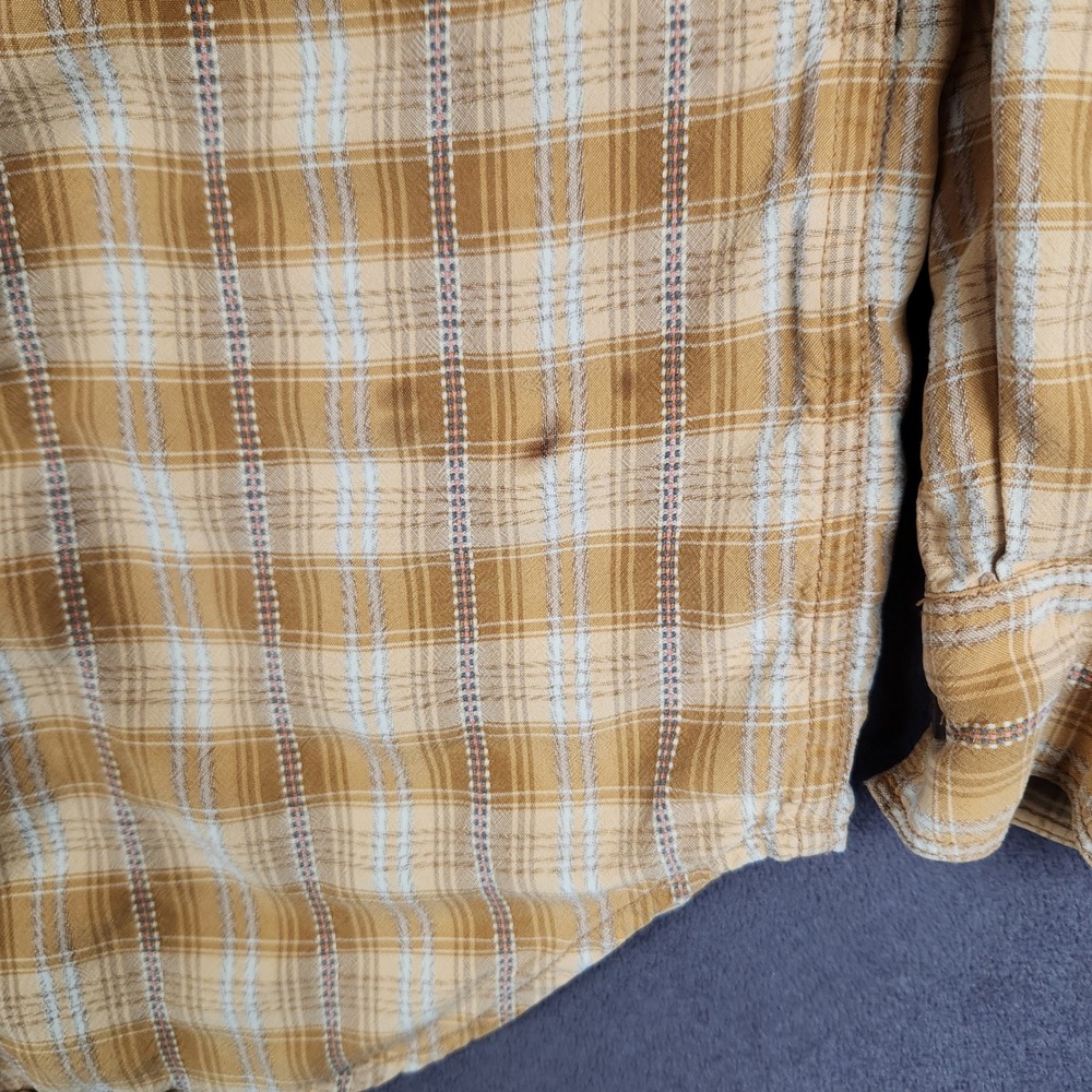 Tommy Bahama Silk Shirt Mens Medium Mustard Yellow Plaid Long Sleeve Button Up - Picture 4 of 10